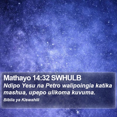 Mathayo 14:32 SWHULB Bible Verse Image