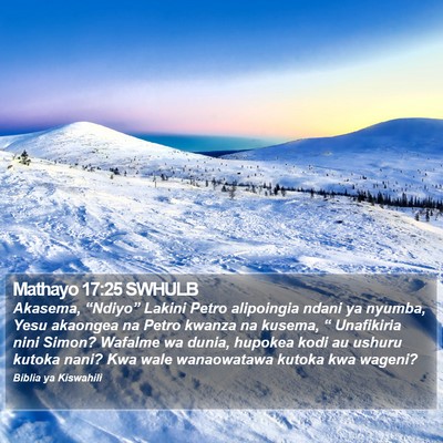 Mathayo 17:25 SWHULB Bible Verse Image