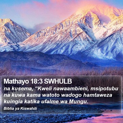 Mathayo 18:3 SWHULB Bible Verse Image