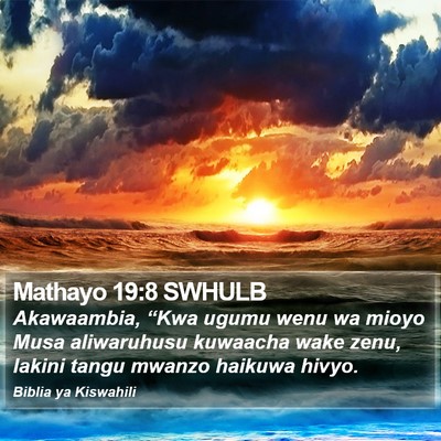 Mathayo 19:8 SWHULB Bible Verse Image