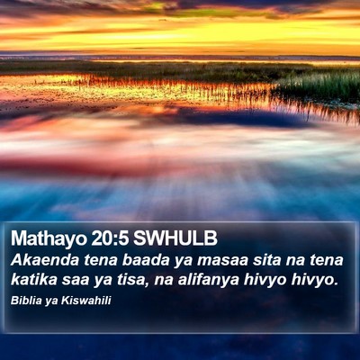 Mathayo 20:5 SWHULB Bible Verse Image