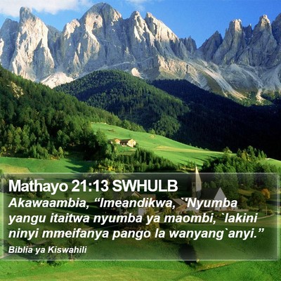 Mathayo 21:13 SWHULB Bible Verse Image