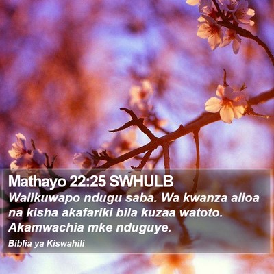 Mathayo 22:25 SWHULB Bible Verse Image