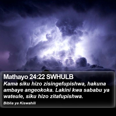 Mathayo 24:22 SWHULB Bible Verse Image