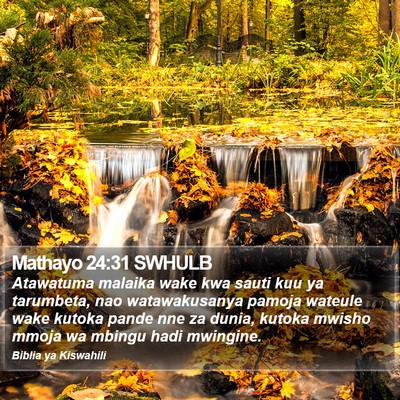 Mathayo 24:31 SWHULB Bible Verse Image