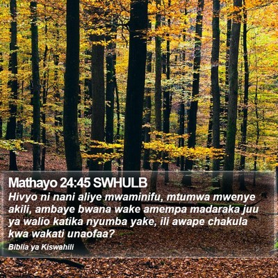 Mathayo 24:45 SWHULB Bible Verse Image