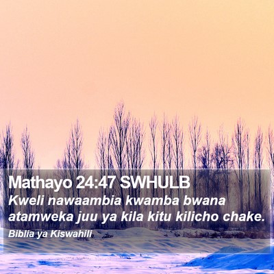Mathayo 24:47 SWHULB Bible Verse Image