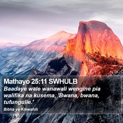 Mathayo 25:11 SWHULB Bible Verse Image