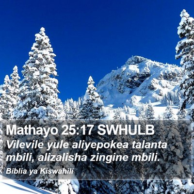 Mathayo 25:17 SWHULB Bible Verse Image