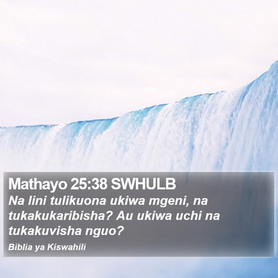 Mathayo 25:38 SWHULB Bible Verse Image