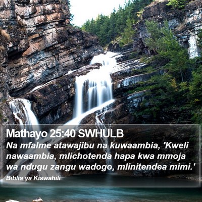 Mathayo 25:40 SWHULB Bible Verse Image