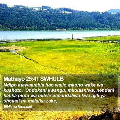 Mathayo 25:41 SWHULB Bible Verse Image