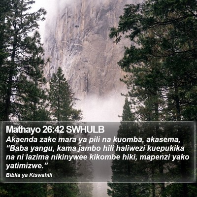 Mathayo 26:42 SWHULB Bible Verse Image