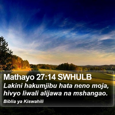 Mathayo 27:14 SWHULB Bible Verse Image