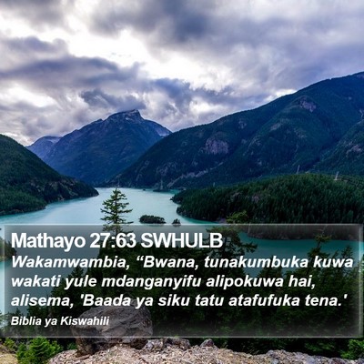 Mathayo 27:63 SWHULB Bible Verse Image