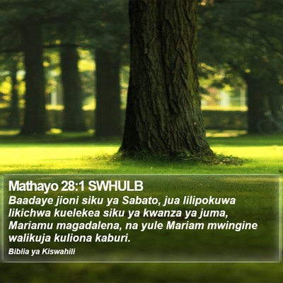 Mathayo 28:1 SWHULB Bible Verse Image