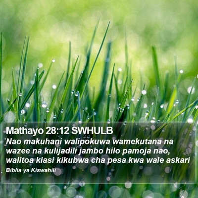 Mathayo 28:12 SWHULB Bible Verse Image