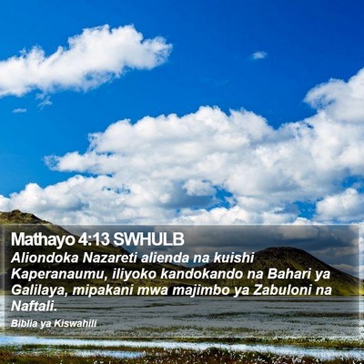 Mathayo 4:13 SWHULB Bible Verse Image