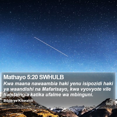 Mathayo 5:20 SWHULB Bible Verse Image