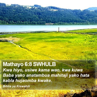 Mathayo 6:8 SWHULB Bible Verse Image