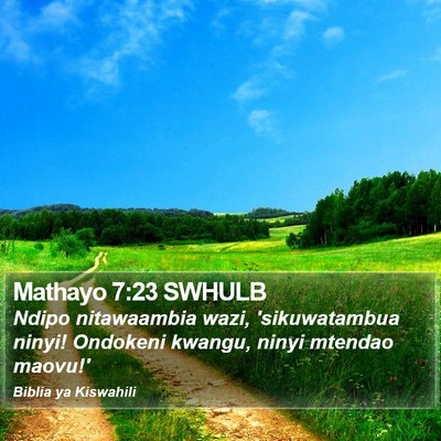 Mathayo 7:23 SWHULB Bible Verse Image