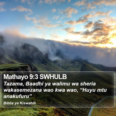Mathayo 9:3 SWHULB Bible Verse Image