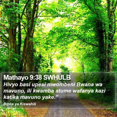 Mathayo 9:38 SWHULB Bible Verse Image