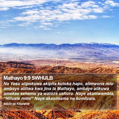 Mathayo 9:9 SWHULB Bible Verse Image