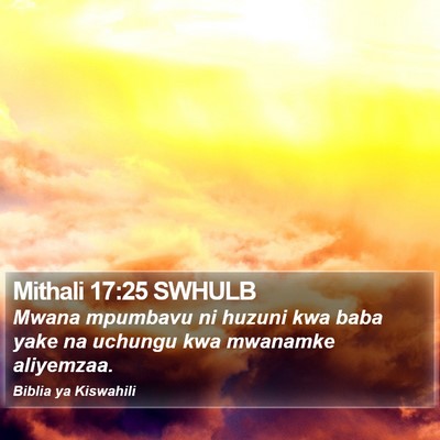 Mithali 17:25 SWHULB Bible Verse Image