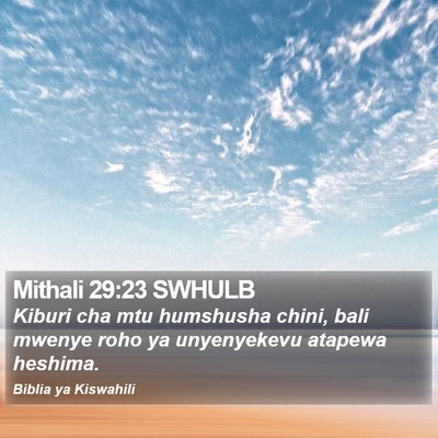 Mithali 29:23 SWHULB Bible Verse Image