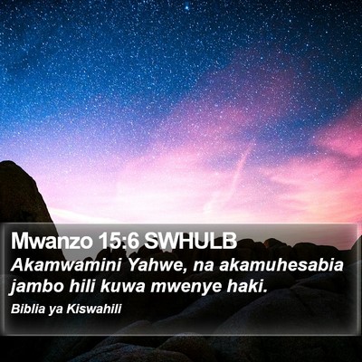 Mwanzo 15:6 SWHULB Bible Verse Image