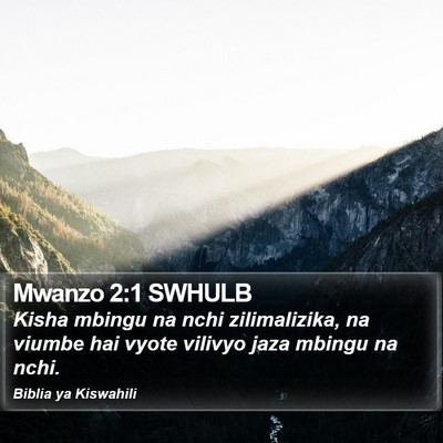 Mwanzo 2:1 SWHULB Bible Verse Image