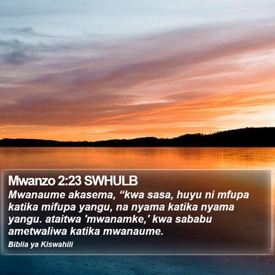 Mwanzo 2:23 SWHULB Bible Verse Image