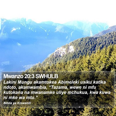 Mwanzo 20:3 SWHULB Bible Verse Image