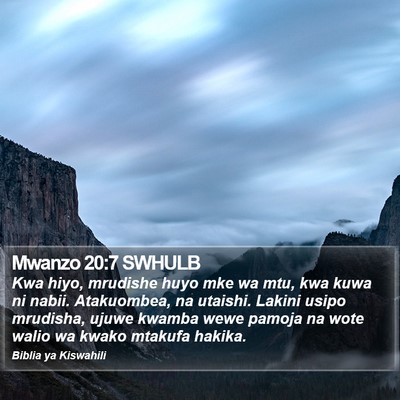 Mwanzo 20:7 SWHULB Bible Verse Image