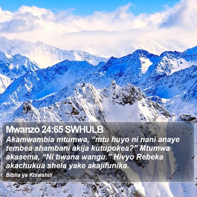 Mwanzo 24:65 SWHULB Bible Verse Image