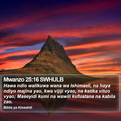 Mwanzo 25:16 SWHULB Bible Verse Image