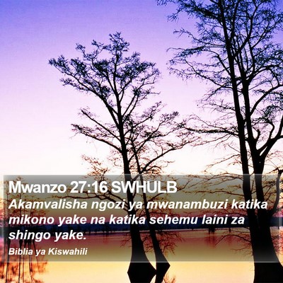 Mwanzo 27:16 SWHULB Bible Verse Image