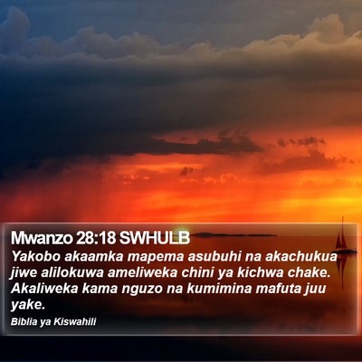 Mwanzo 28:18 SWHULB Bible Verse Image