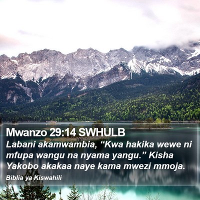 Mwanzo 29:14 SWHULB Bible Verse Image