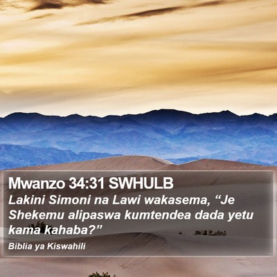 Mwanzo 34:31 SWHULB Bible Verse Image