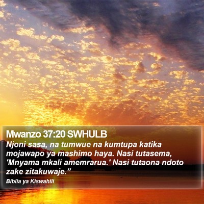 Mwanzo 37:20 SWHULB Bible Verse Image
