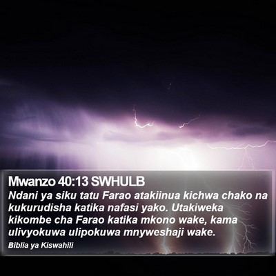 Mwanzo 40:13 SWHULB Bible Verse Image