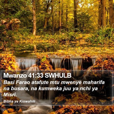 Mwanzo 41:33 SWHULB Bible Verse Image
