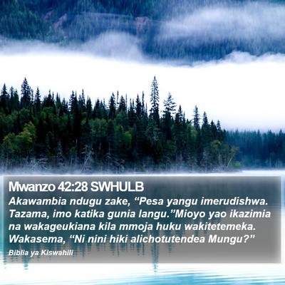 Mwanzo 42:28 SWHULB Bible Verse Image