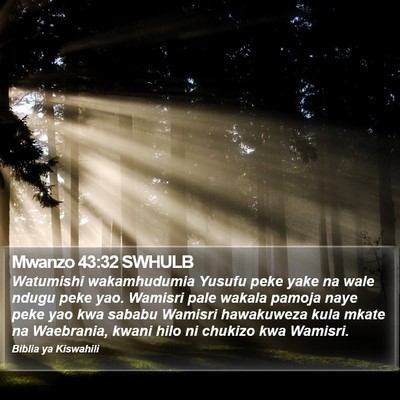Mwanzo 43:32 SWHULB Bible Verse Image