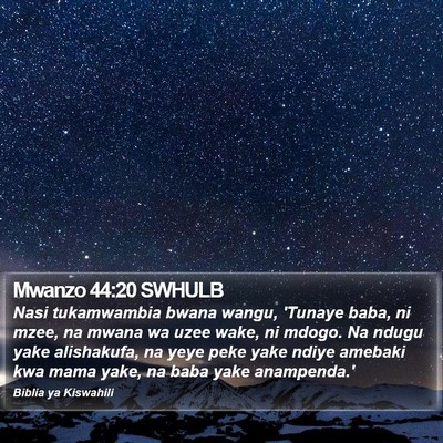 Mwanzo 44:20 SWHULB Bible Verse Image