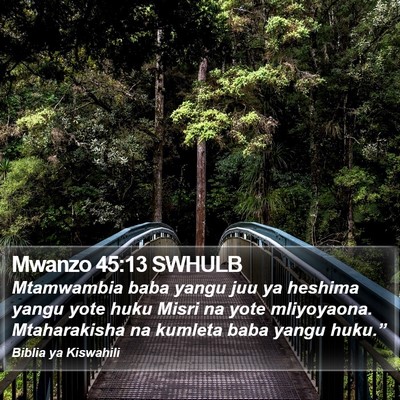 Mwanzo 45:13 SWHULB Bible Verse Image
