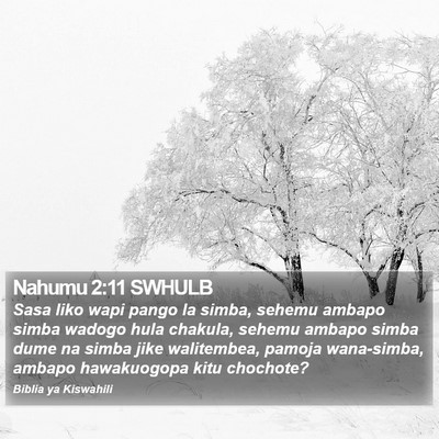 Nahumu 2:11 SWHULB Bible Verse Image