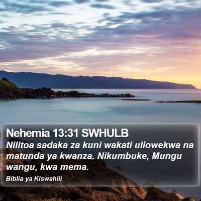 Nehemia 13:31 SWHULB Bible Verse Image